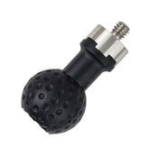 POWRIG 1-inch ball camera connector showing textured rubber ball surface and stainless steel 1/4-20 threaded base