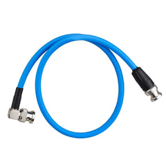Blue Flexible 12G-SDI BNC to BNC Cable, Right-Angle BNC Plug to Straight BNC Plug, 4K UHD Broadcast Camera Video Cable