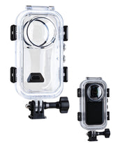 POWRIG WP-X6 60m diving case for Insta360 X6 shown empty and with camera sealed inside