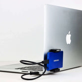 POWRIG Aluminum SSD Mount Clamp for MacBook - Secure Samsung T7/T9 portable SSD holder attached to laptop, ideal for video editing