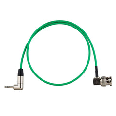 90-Degree BNC to L-shaped 3.5mm TRS Timecode Cable, Green RG174 Coaxial Audio Sync Wire