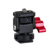 POWRIG aluminum ball head monitor mount with cold shoe and dual 1/4-20 threaded ports