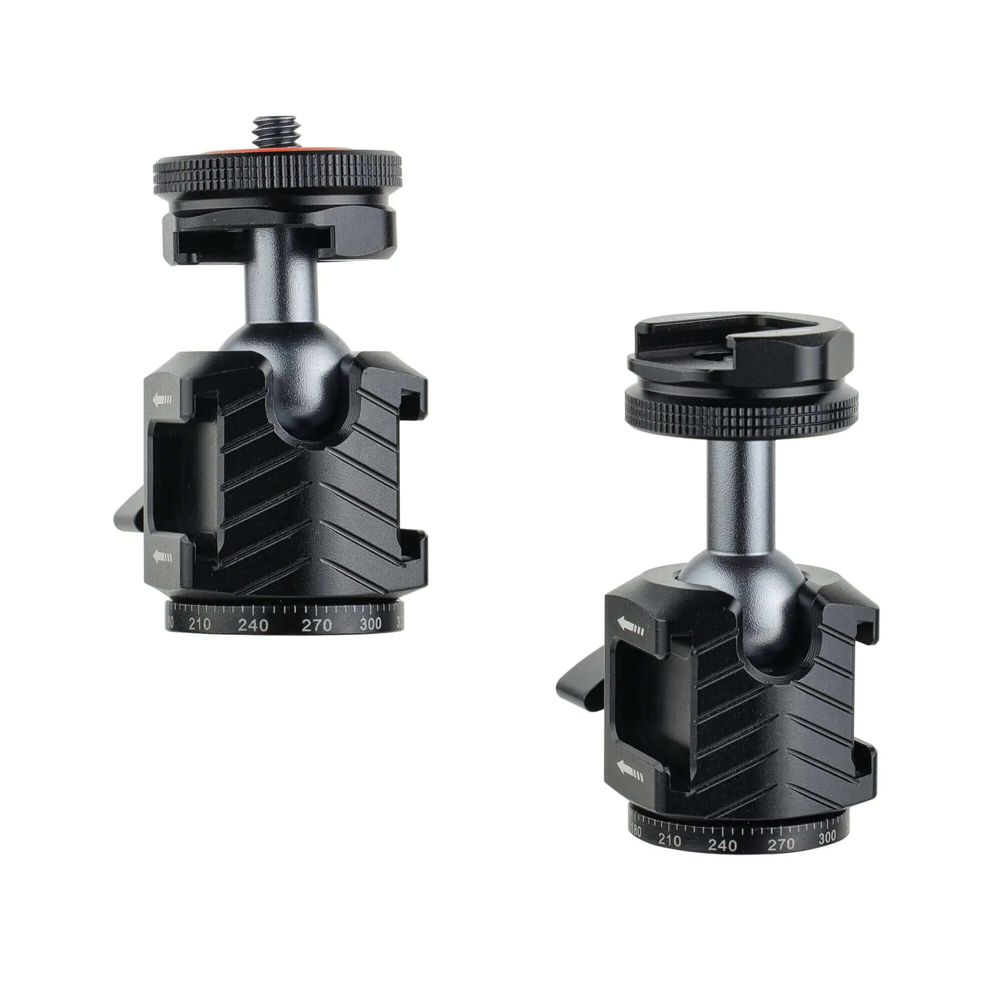 2 Pack Mini Tripod Ball Head Adapter, Aluminum Alloy Camera Ballhead with Dual Cold Shoe Mount & 1/4" Thread Screw, 360 Degree Rotatable for Vlog Shooting Accessories