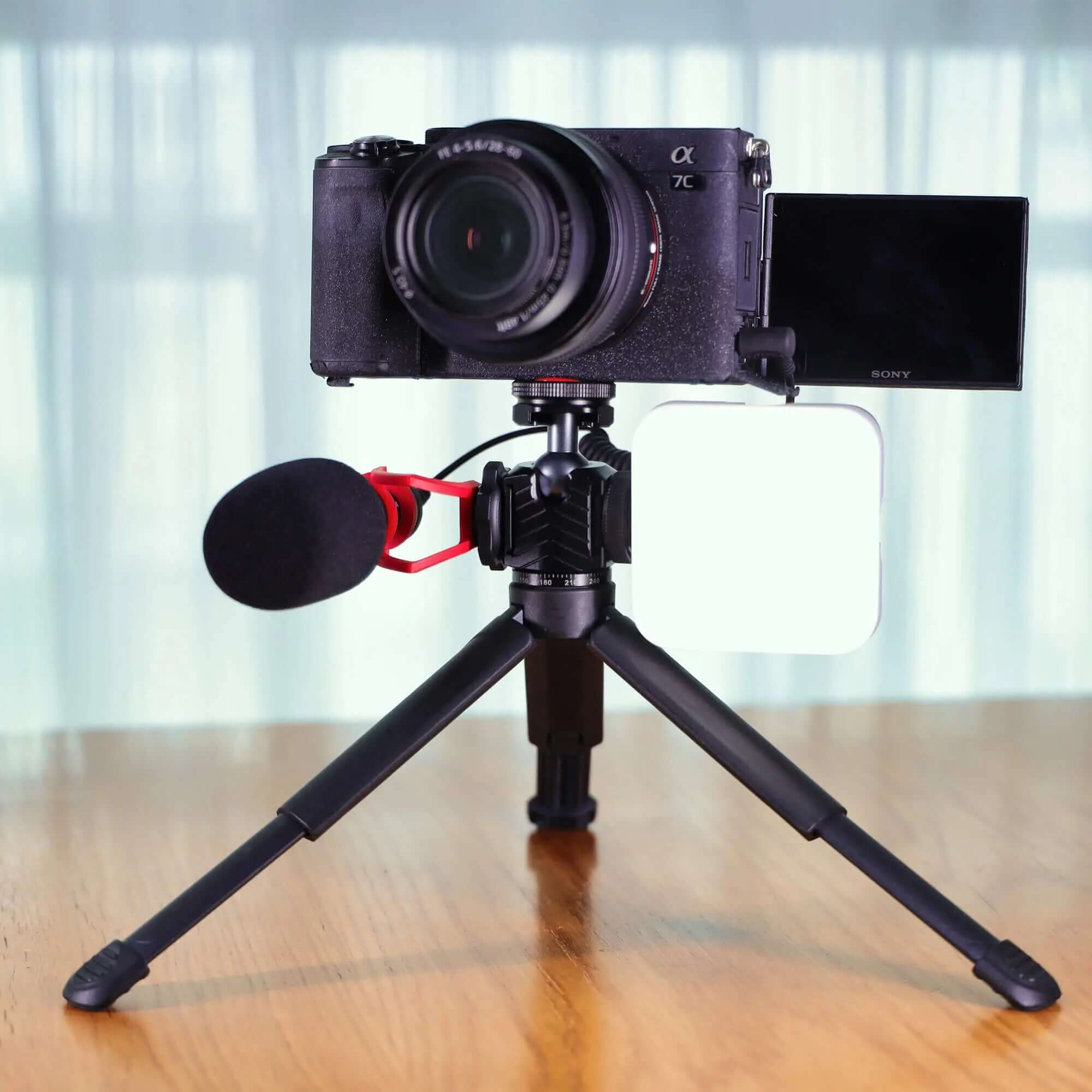 Aluminum Mini Tripod Ball Head Practical Application, Mirrorless Camera with Shotgun Mic & Phone Mount, Vlogging Live Streaming Camera Accessory Setup