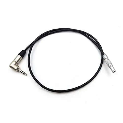 RED Camera Timecode Cable, Right Angle 3.5mm TRS to 3Pin LEMO Audio Time Code Cord
