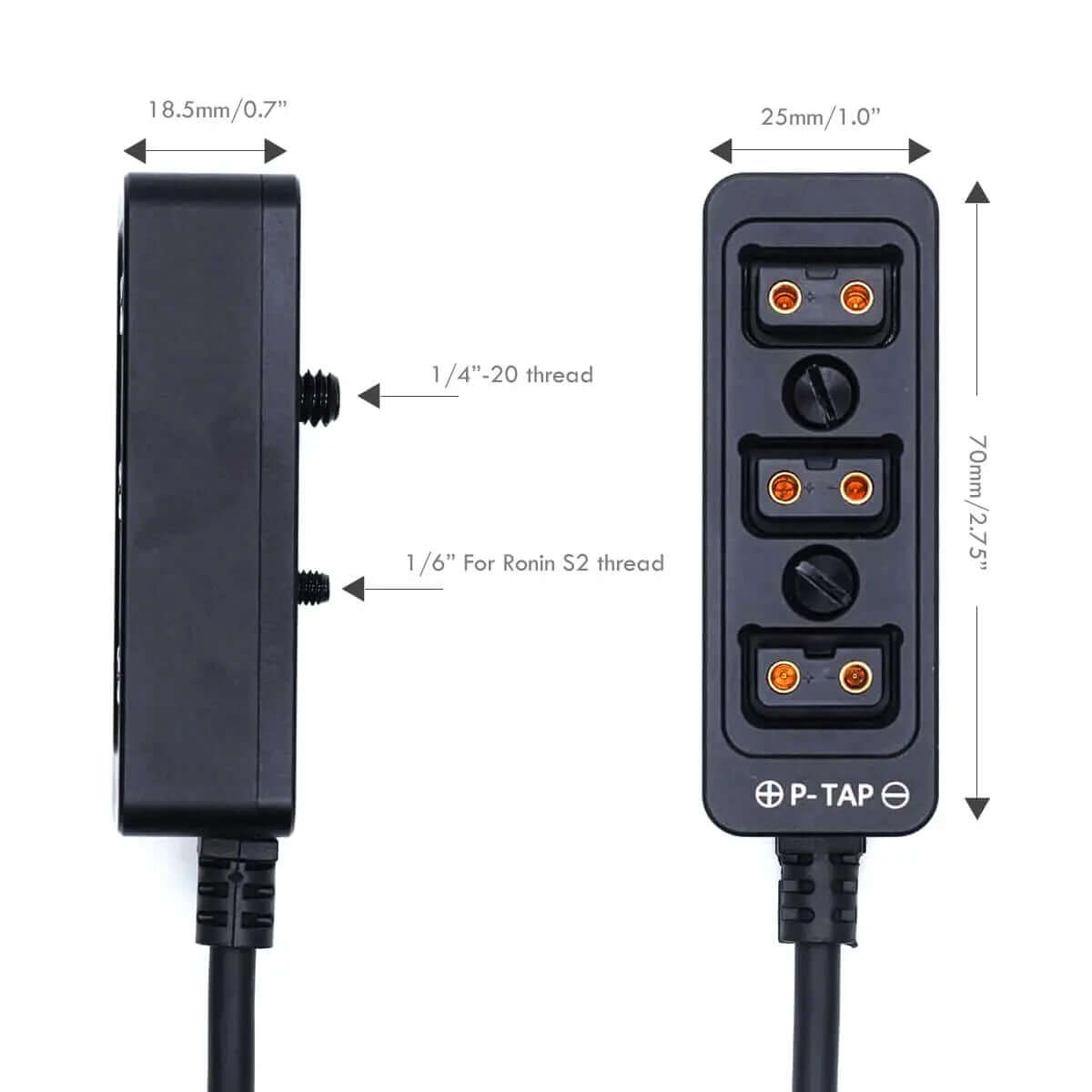 3-Port Dtap Splitter Hub with 1/4" & 3/8" Mounting Screw, Aluminum D-Tap Power Distribution Box for Filmmaking Gear