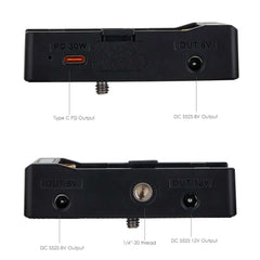 30W PD Type-C NP-F power adapter plate, PD30W USB-C input, DC 8V&12V dual output, 1/4 screw for filmmaking gear
