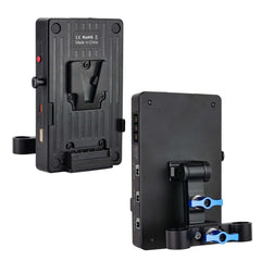 V-Mount battery power plate with 15mm rod mount adapter multiple output ports for camera rig