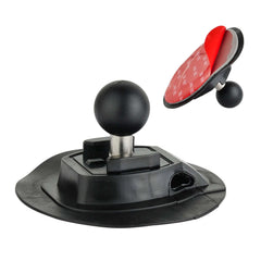 Black 1-inch ball mount with 3M VHB adhesive base, multi-purpose camera/phone mount with safety hole