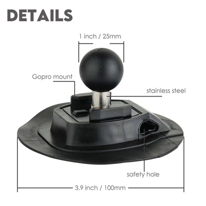 Multi-mount base with 1-inch ball, 1/4" thread, and GoPro-style mount, multi-functional camera mount
