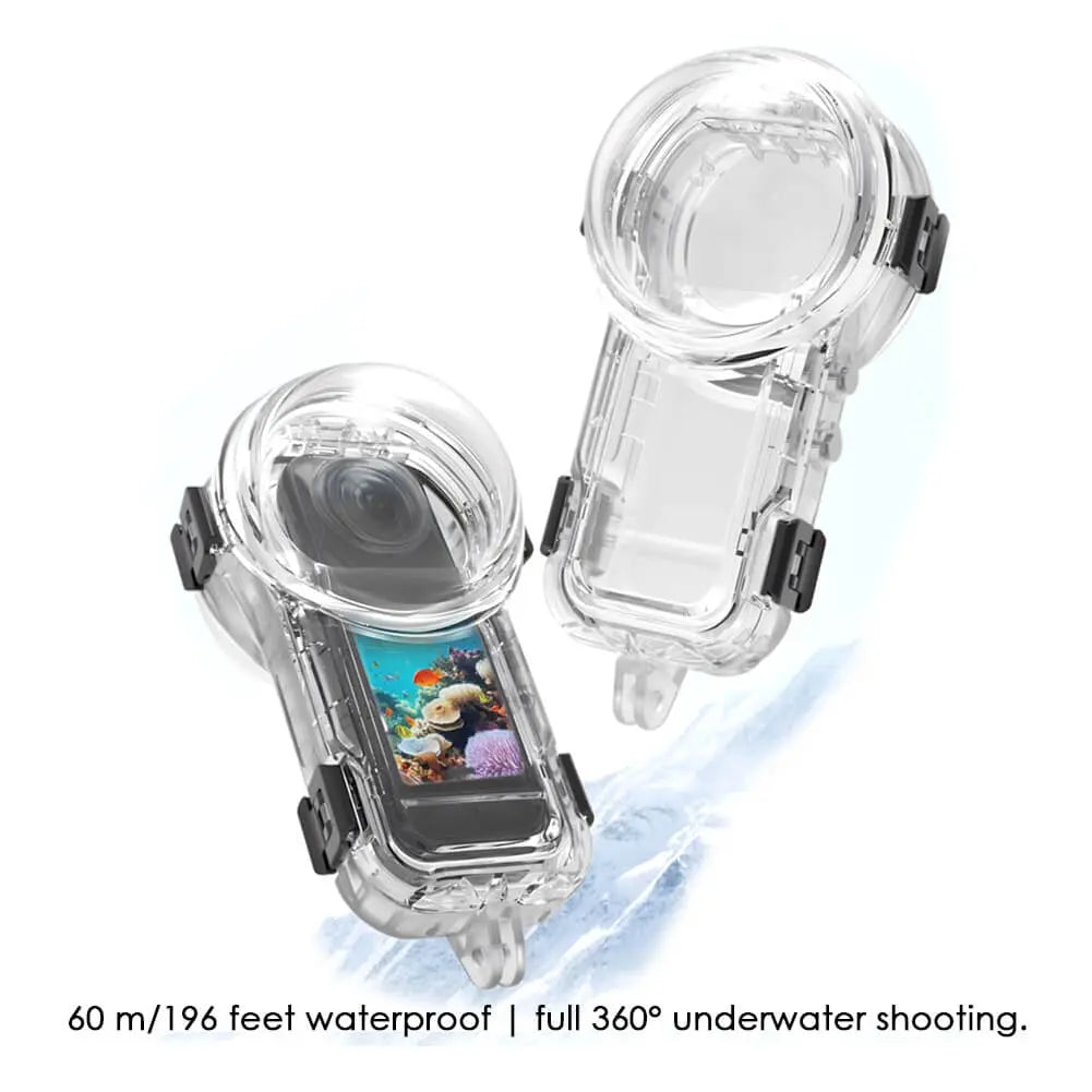 Insta360 X5 camera with waterproof case