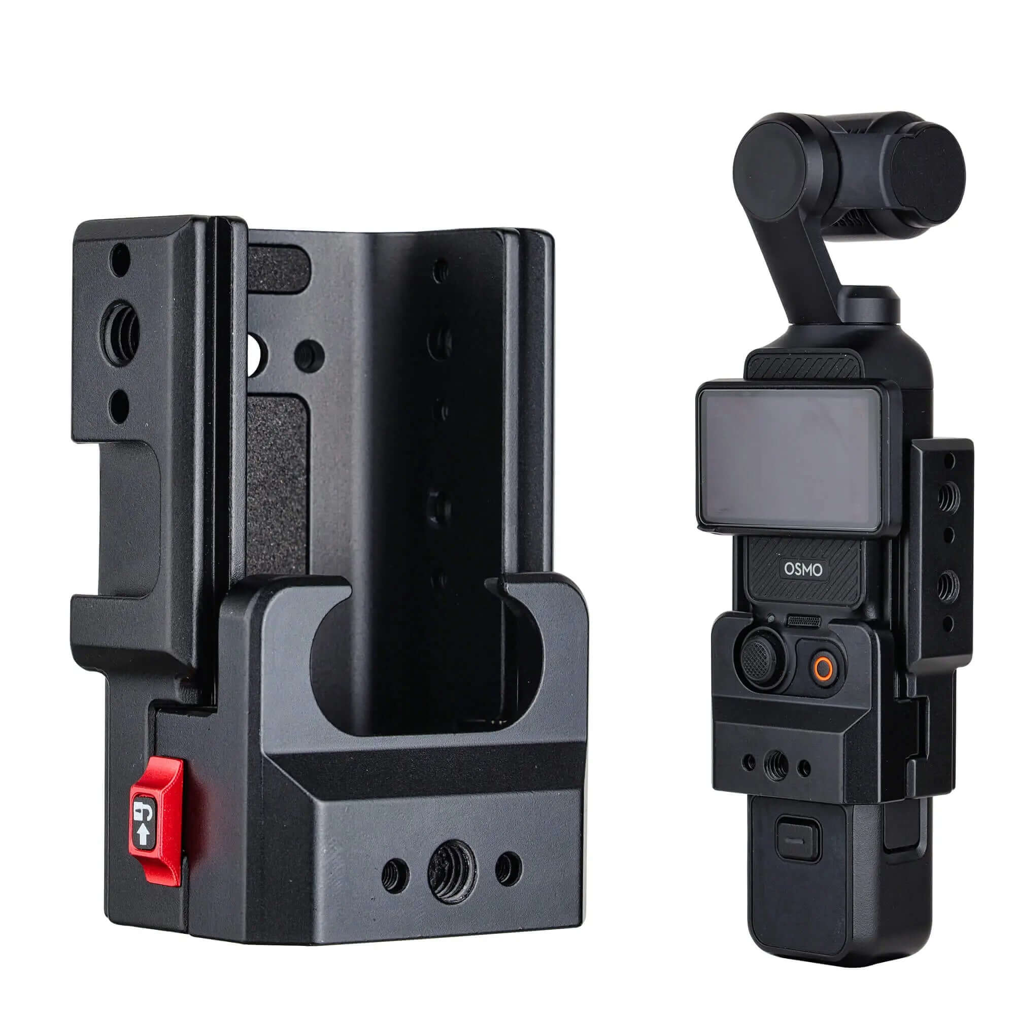 POWRIG Aluminum expansion cage for DJI Osmo Pocket 3 with quick-release lever and 1/4-20 mounting threads