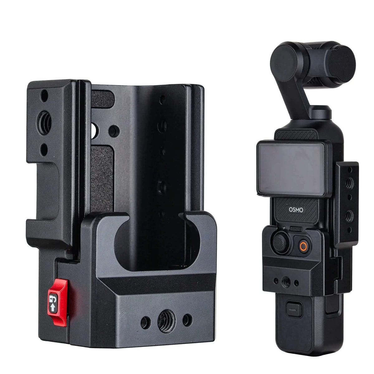 POWRIG Aluminum expansion cage for DJI Osmo Pocket 3 with quick-release lever and 1/4-20 mounting threads