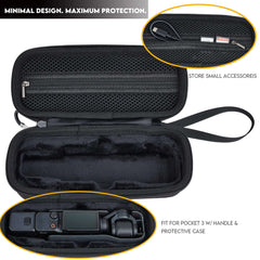 Interior view of DJI Osmo Pocket 3 protective case showing soft lining and custom compartment