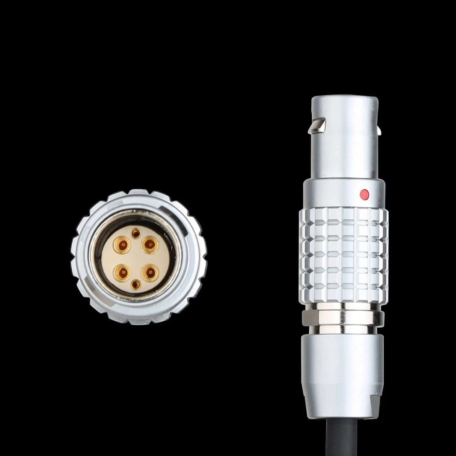 Close-up of Type-C and 6-Pin Lemo connectors on DJI Transmission control cable