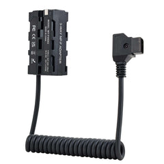 D-Tap to Dual NP-F Dummy Battery Adapter Coiled Cable with Type-C PD Output, 3-Way NP-F Dummy Battery Power Supply for Sony NP-F550 F970 Camera Monitor LED Light