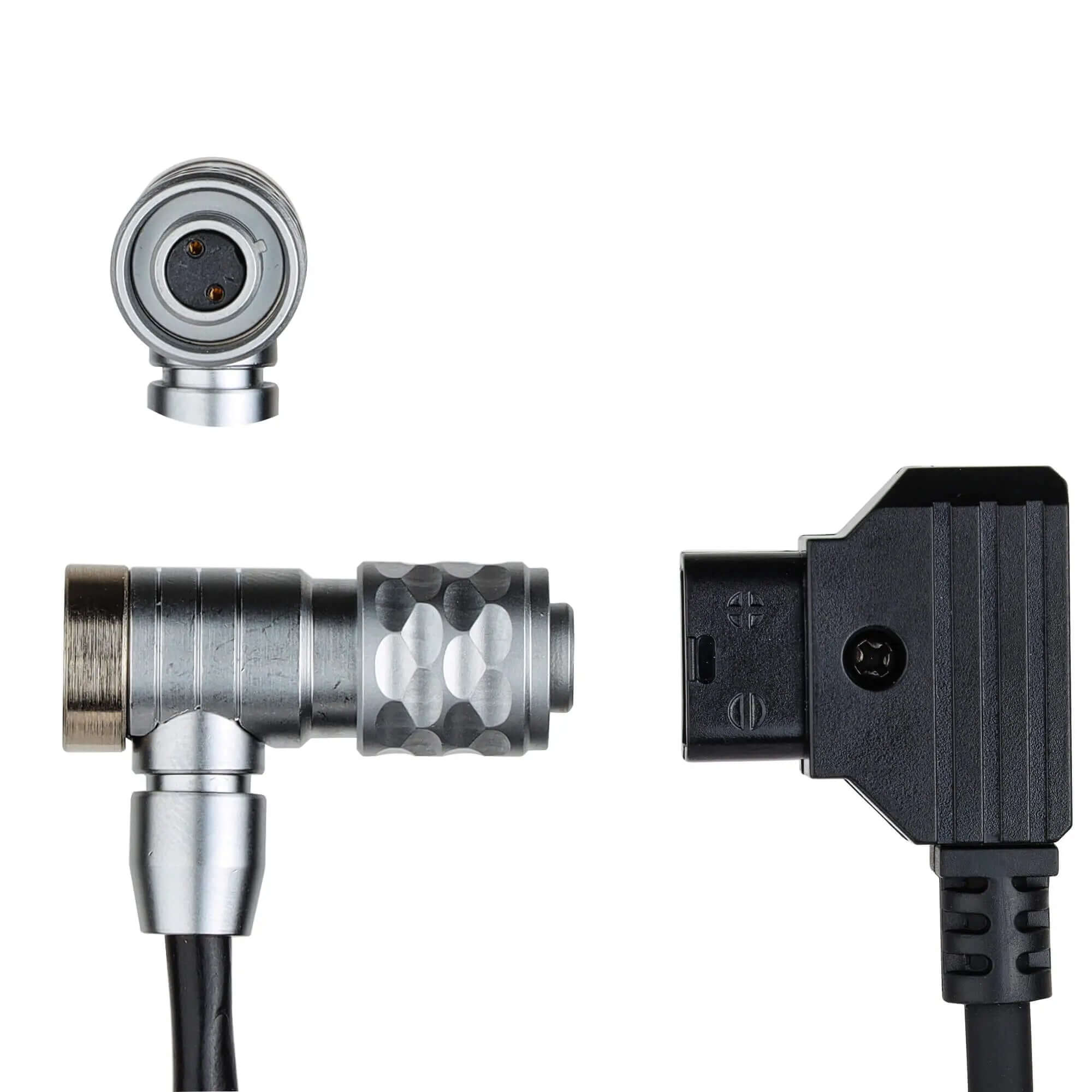 Detail of D-Tap to 2-pin right-angle power cable for Blackmagic Pocket Cinema Camera