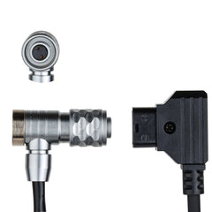 Detail of D-Tap to 2-pin right-angle power cable for Blackmagic Pocket Cinema Camera