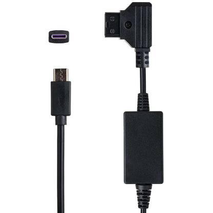 Close-up view of the USB-C connector end on the D-Tap to USB-C cable