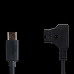 Close-up of USB-C connector on D-Tap power cable for DJI accessories