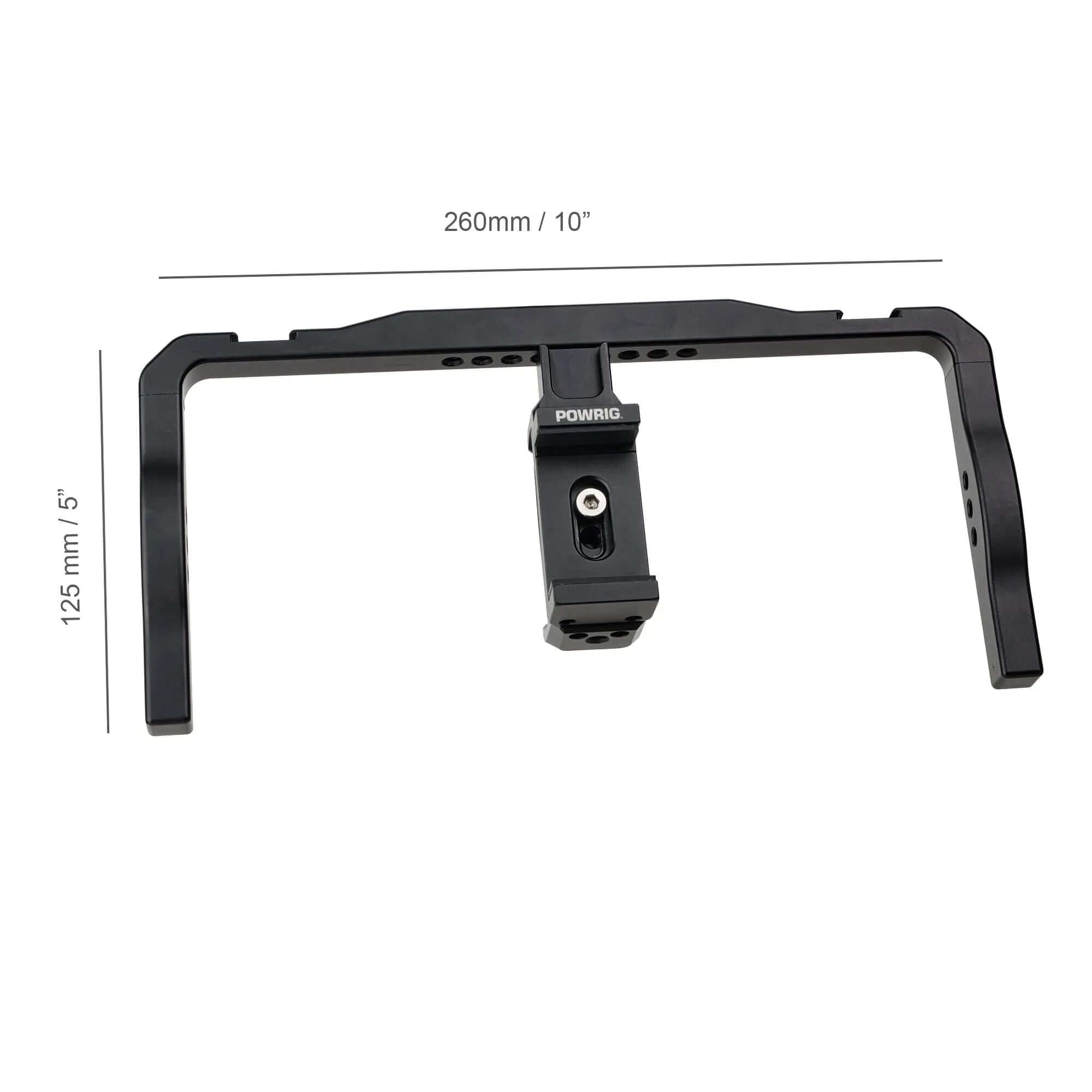 POWRIG Universal Phone Cage Dimensions, 260mm x 125mm, Black Aluminum Alloy Video Rig for Smartphones