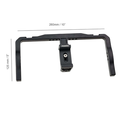 POWRIG Universal Phone Cage Dimensions, 260mm x 125mm, Black Aluminum Alloy Video Rig for Smartphones