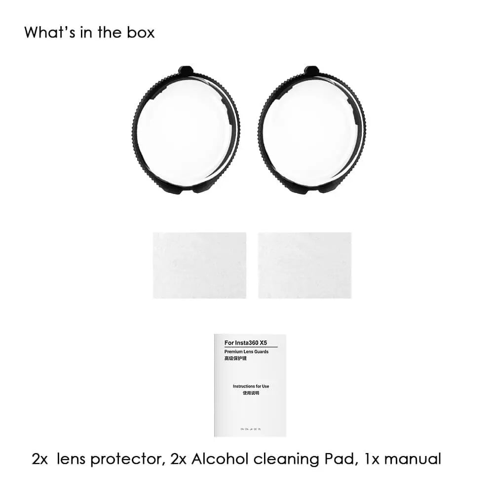 2-pack Insta360 X5 tempered glass lens protectors for both lenses