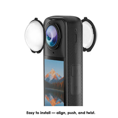 Rear view showing lens protector seamlessly mounted on X5