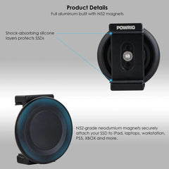 Full aluminum magnetic SSD holder with N52 magnets and shock-absorbing silicone padding