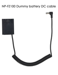 NP-FZ100 dummy battery with coiled DC 5525 cable