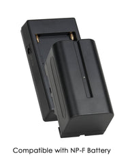 NP-F battery plate with NP-F970 battery installed