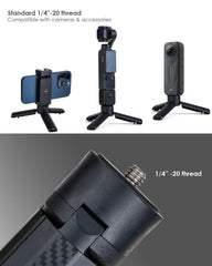 1/4"-20 standard thread mini tripod compatible with Osmo Pocket 3 4, action camera and smartphone holder