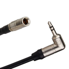 Detail view R5C timecode sync cord 3.5mm to mini xlr female