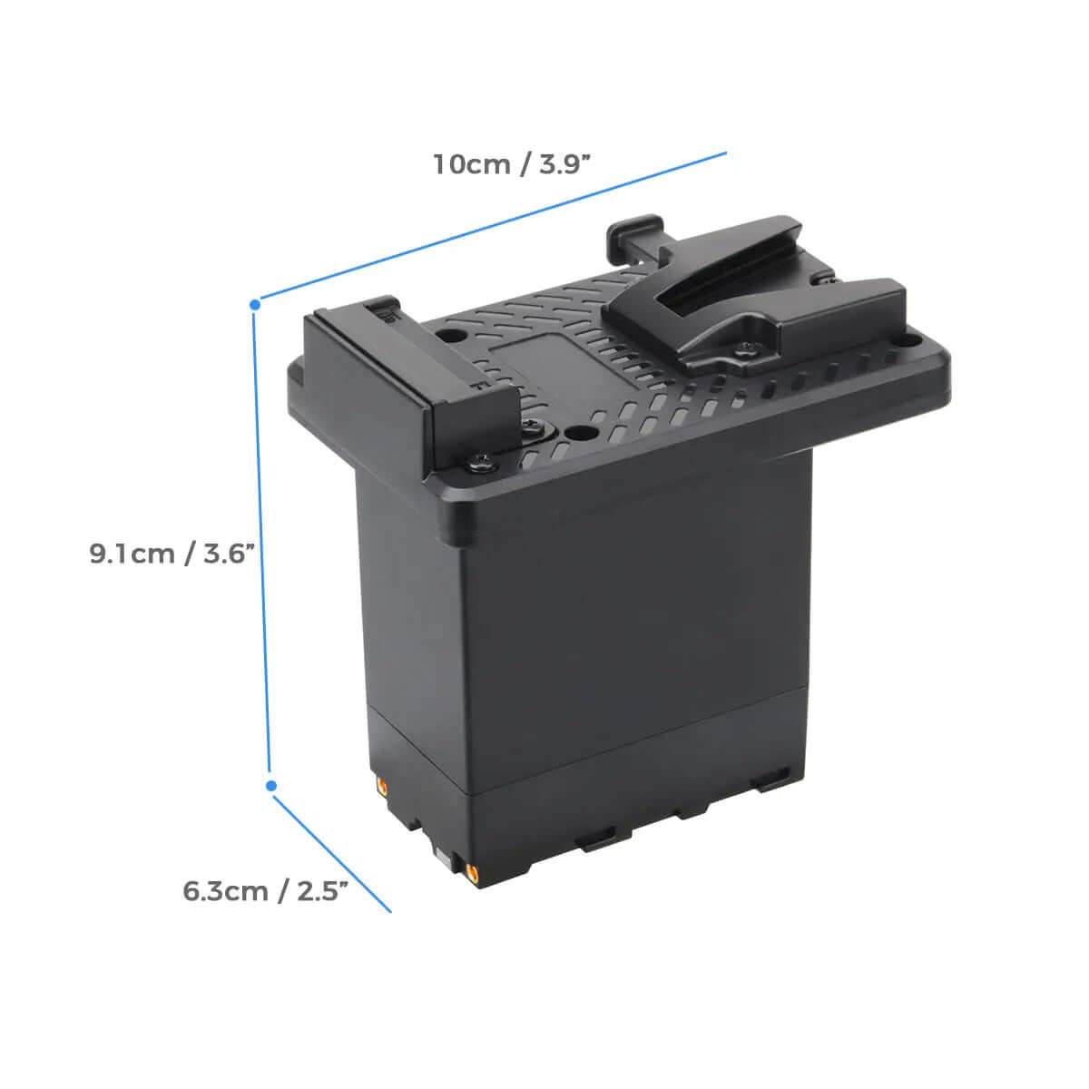 "V-Mount to NP-F Battery Converter Plate Dimension Size 10x9.1x6.3cm