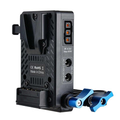 V-Mount Battery Plate with D-Tap, 14.8V 80W Max, DC12 Outputs, 15mm Rod Clamp