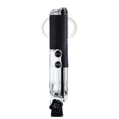 Side closeup Insta360 X3 waterproof dive case, rugged underwater camera protective shell