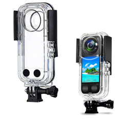 Insta360 X3 waterproof diving case empty & camera installed display, action camera underwater shell