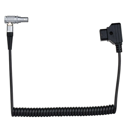POWRIG coiled D-Tap to right-angle LEMO 2-Pin power cable.