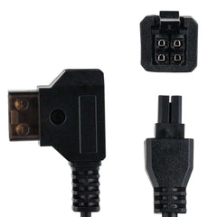 Close-up view of D-Tap and 4-pin Freefly Ember S5K connectors on power cable
