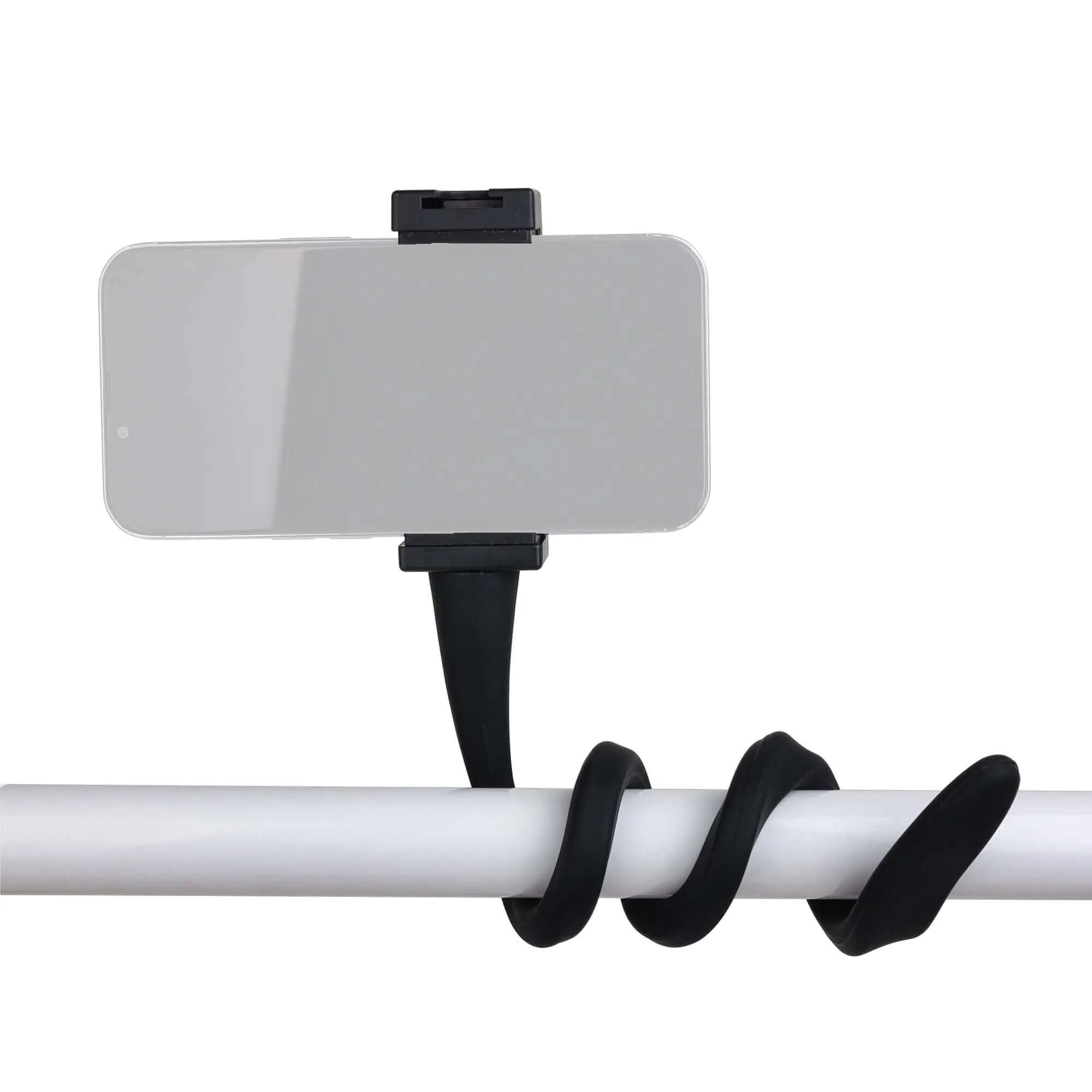 Flexible Gooseneck Phone Mount, Universal Adjustable Cell Phone Holder with Bendable Silicone Arm, for Carts, Poles, Handlebars, 360° Rotating