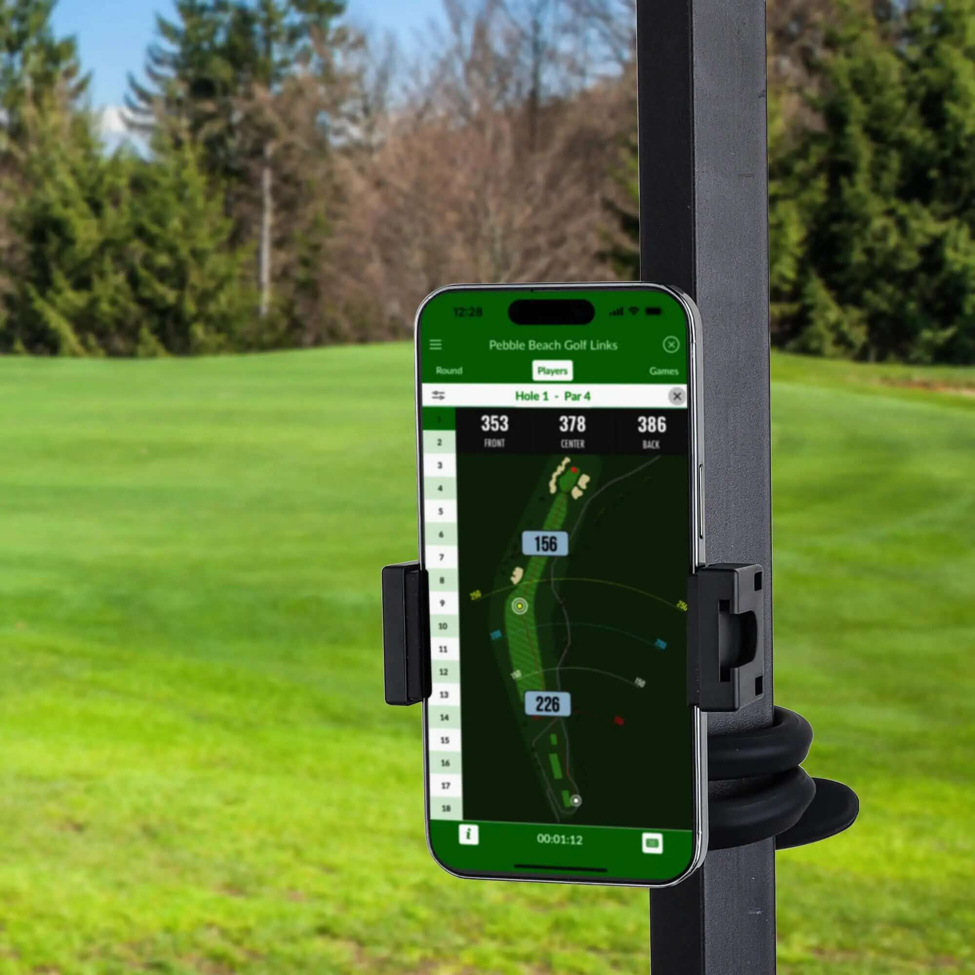 Golf Cart Phone Mount, Flexible Gooseneck Holder for Golf Trolley, for Golf GPS Apps and Score Tracking