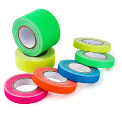 Neon Gaffers Tape Assortment - 8 Rolls, Fluorescent Colors, Matte Cloth, Non-Reflective, Residue-Free, for Stage, Photography, Event Marking