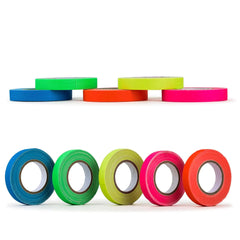 Neon Gaffers Tape Set - 5 Colors, Bulk Pack, Fluorescent Green, Yellow, Orange, Pink, Blue, Matte, No Residue, Multipurpose Stage Tape