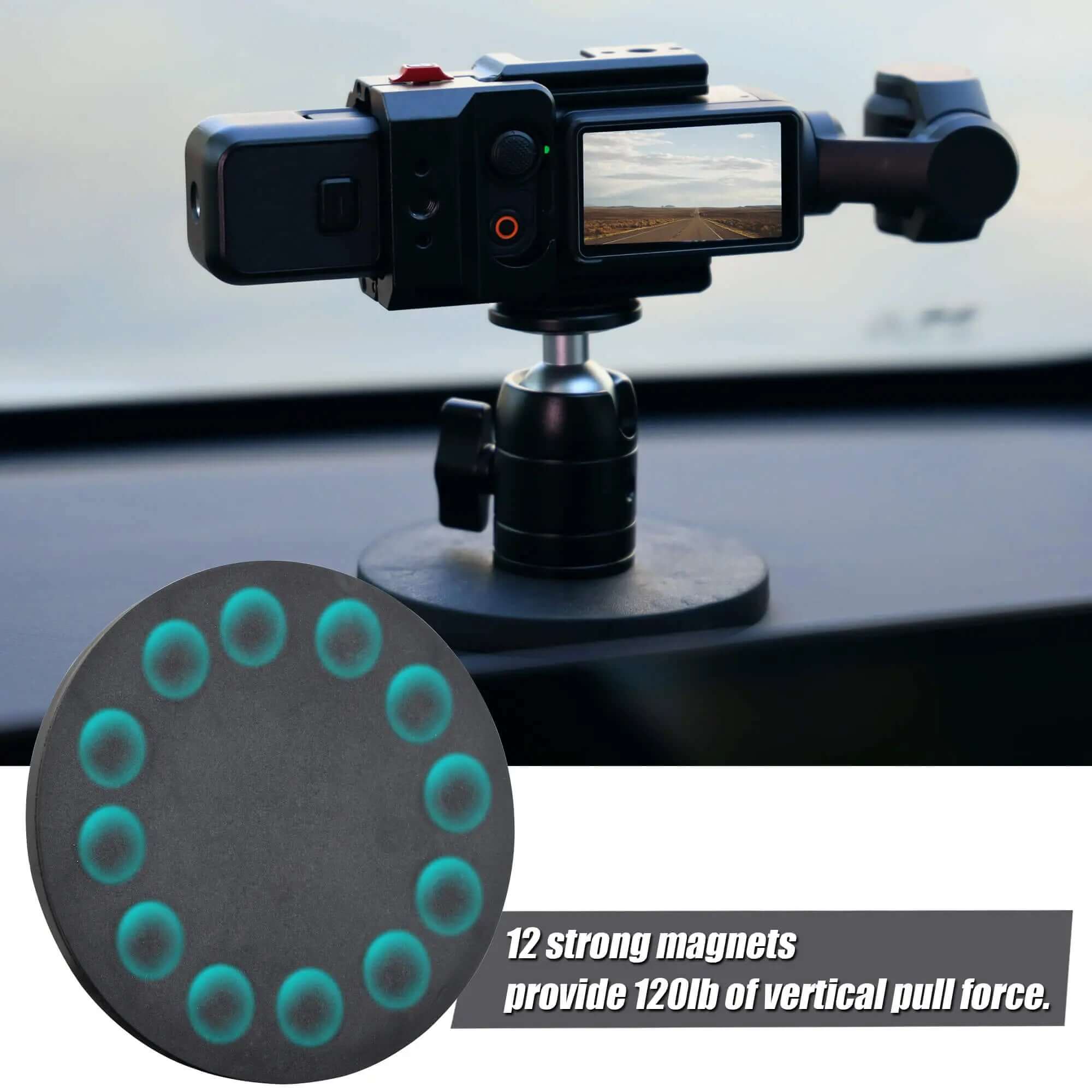 Detail of the CNC aluminum ball joint and dual locking knobs for precise 360-degree camera angle adjustment