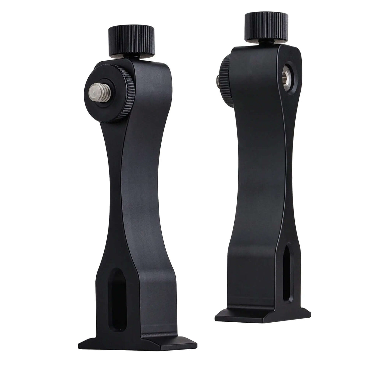 Black Metal Binocular Tripod Mount Adapter, Durable Aluminum Binocular L Bracket Connector for Telescope to Tripod, 2 pcs different angle