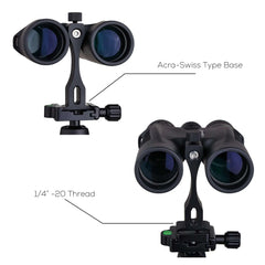 Arca-Swiss base & 1/4"-20 thread binocular tripod mount adapter, universal bracket with standard tripod screw for most of binocular models