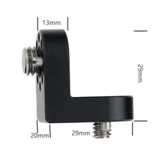 Side view showing 90-degree offset of aluminum cage mount