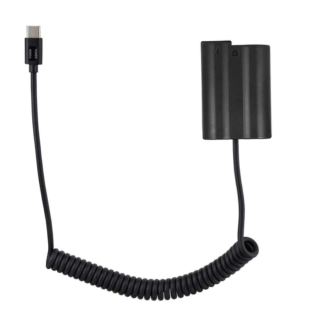 POWRIG USB-C to EN-EL15 coiled dummy battery cable with power indicator for Nikon cameras