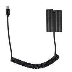 POWRIG USB-C to EN-EL15 coiled dummy battery cable with power indicator for Nikon cameras