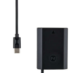 Detail view of USB-C input and NP-FZ100 dummy battery adapter